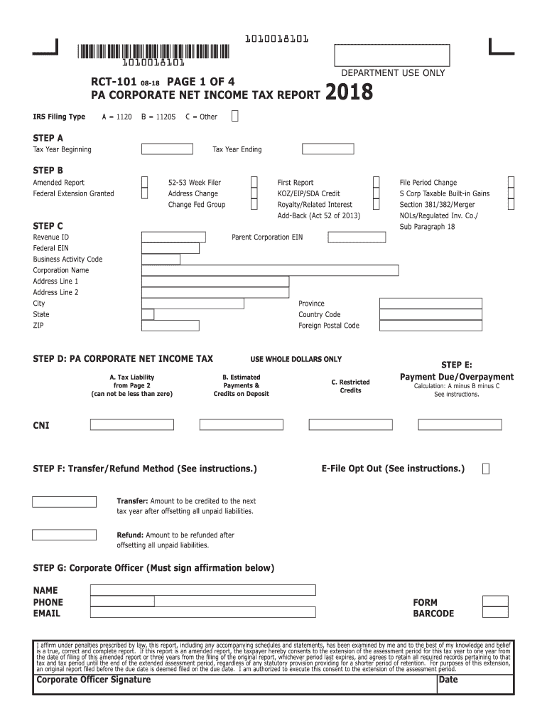 Pa Rct 101  Form