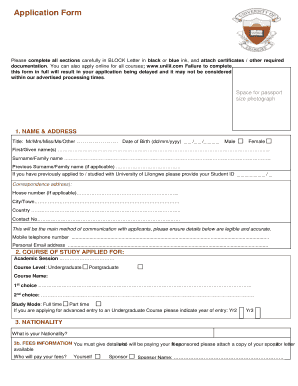 University of Lilongwe Application Form