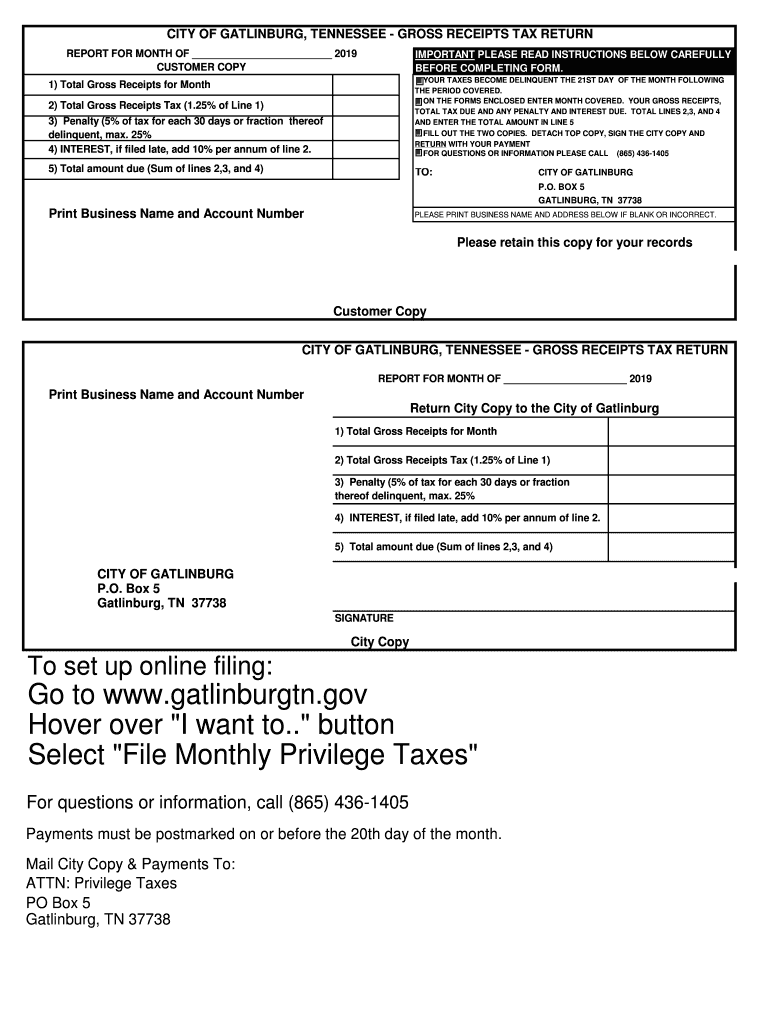  Gross Receipt Taxes Gatlinburg Tn 2019