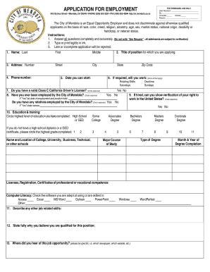 California Application Employment  Form