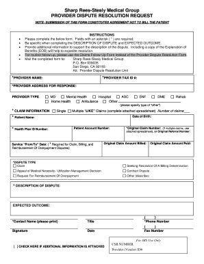 Provider Dispute Resolution Request Form LA Care Health Plan