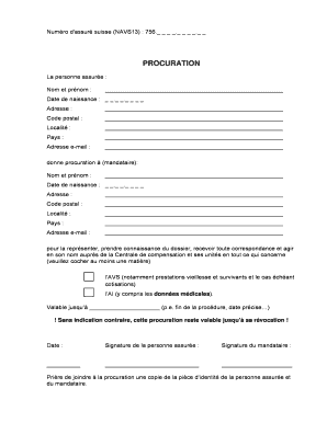 Procuration G N Rale a Imprimer  Form