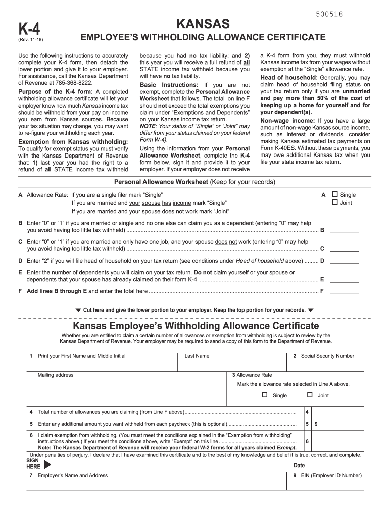  Kansas W 4 Form 2018