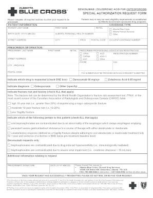  Alberta Blue Cross Special Authorization Forms 2018-2024