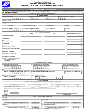 Request for Amendment of Sss Web Employer Profile  Form