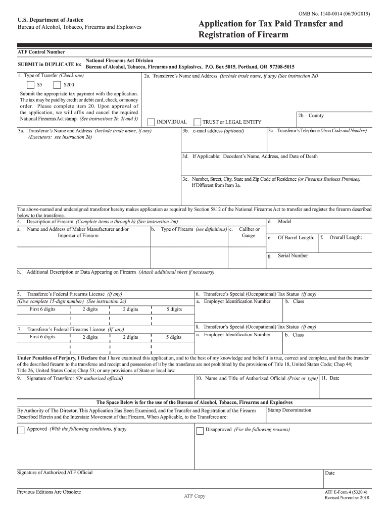  Atf Form 4 2018