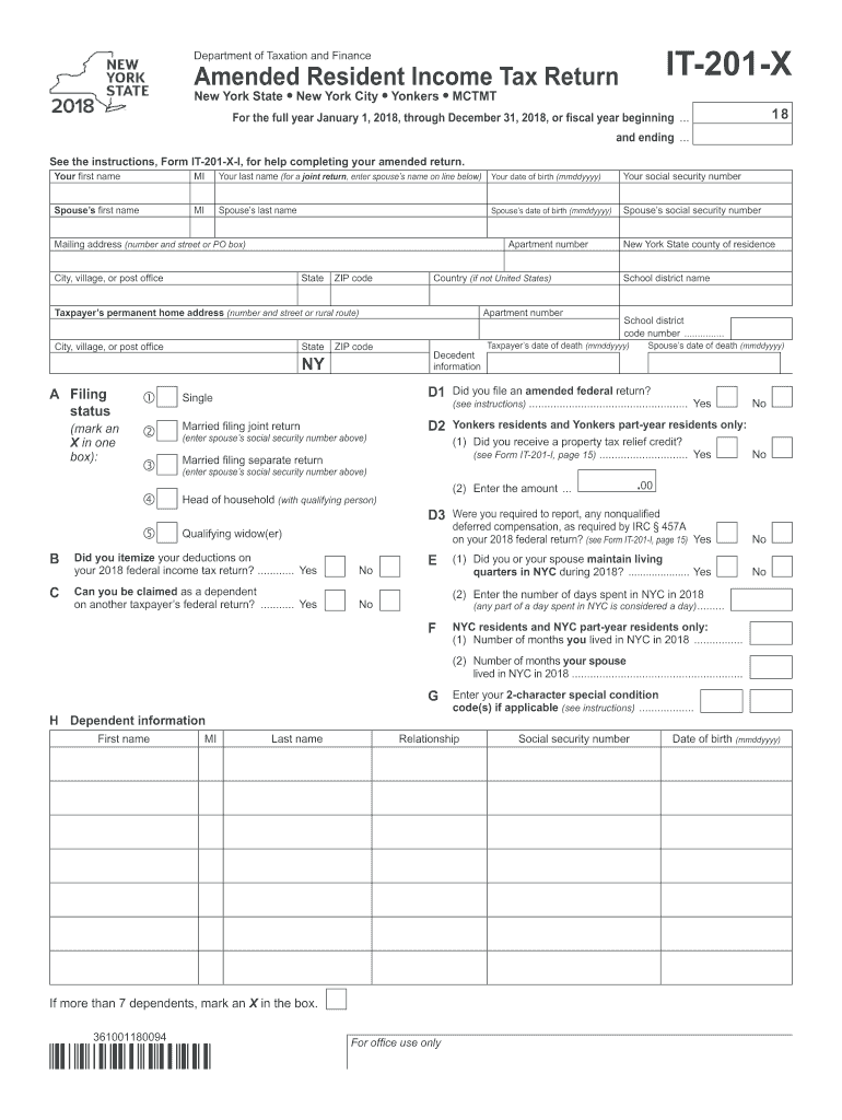  Form X 201 New York Sole Proprietorship 2018