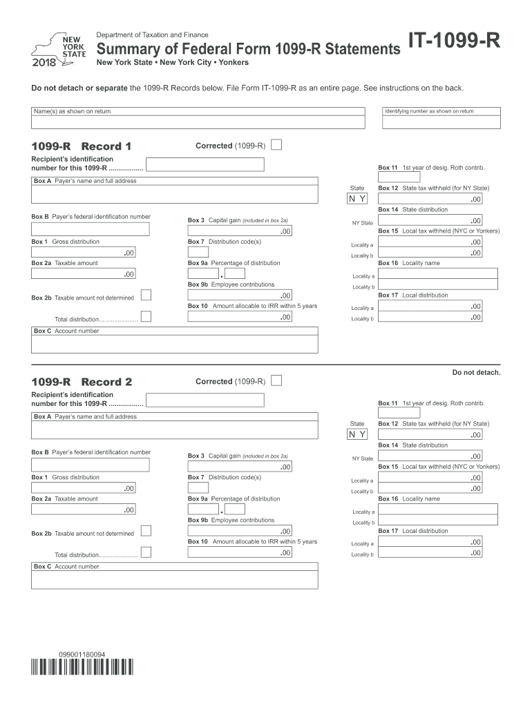  Ny State Tax Form it 1099 R 2018