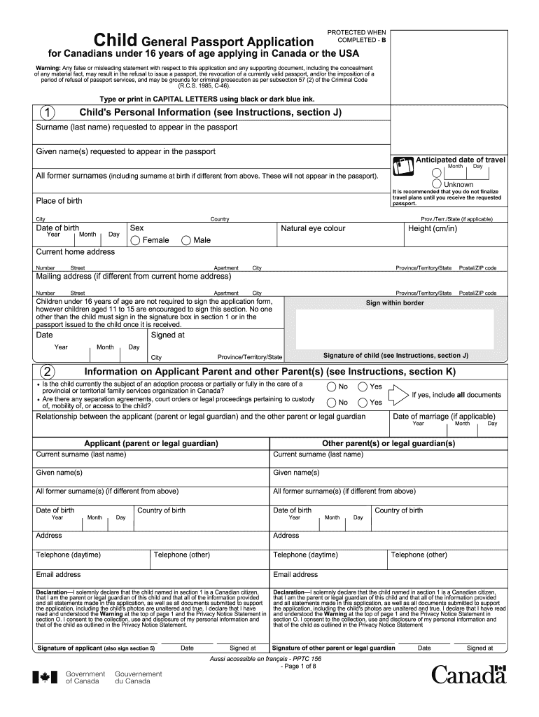 Canadian Passport Application  Form