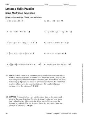 Course 3 Chapter 2 Equations in One Variable Lesson 5  Form