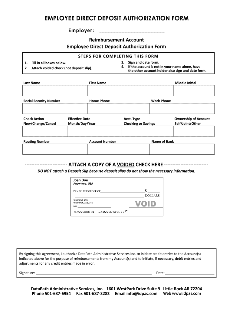 Direct Deposit Template Form