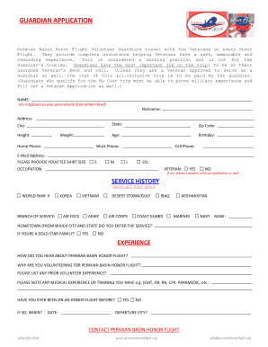 Honor Flight Guardian Application Honor Flight Network  Form