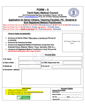 Tamil Nadu Medical Council  Form