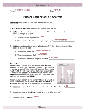 Ph Analysis Gizmo  Form