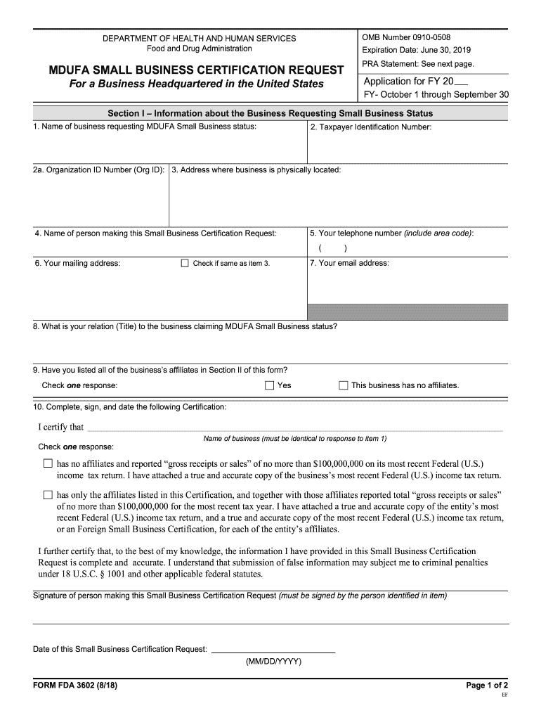  Form Fda 3602 2018-2024