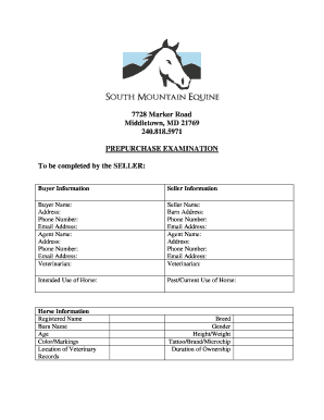 Equine Physical Exam Form