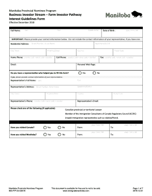 Farm Investor Pathway Interest Guidelines Form Manitoba