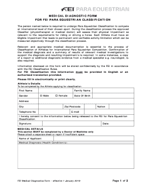 CERTIFICATE of DIAGNOSIS US Equestrian  Form