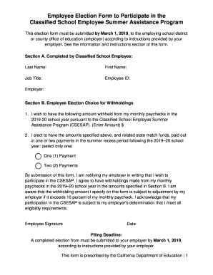 Csesap Employee Election Form