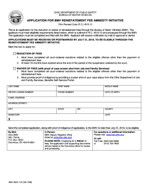  Application for Bmv Reinstatement Fee Amnesty Initiative X 2019