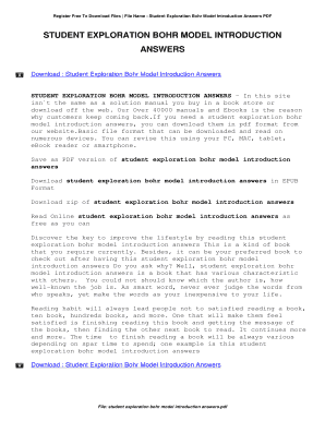 Student Exploration Bohr Model Introduction Answer Key PDF  Form