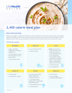 2400 Calorie Meal Plan PDF  Form