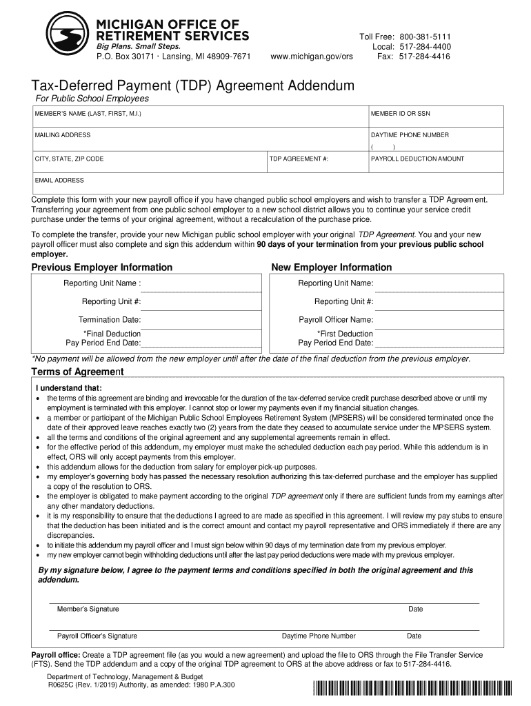  Tdp Addendum Form 2019