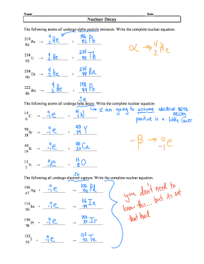 Nuclear Decay Worksheet  Form