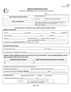  Optional Attendance 2018