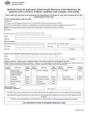  Referral Form for Individual Allied Health Services under 2010-2024