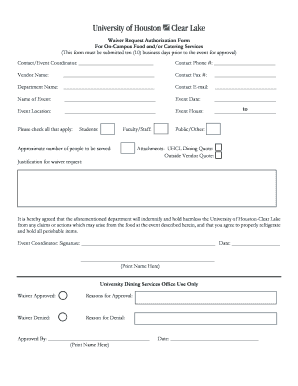 Food Service Waiver Request Authorization Form 3