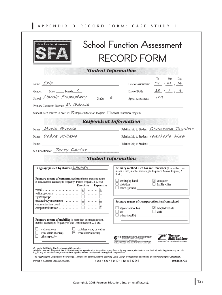 School Function Assessment PDF  Form
