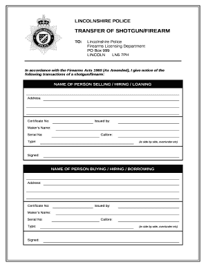 TRANSFER of SHOTGUNFIREARM  Form