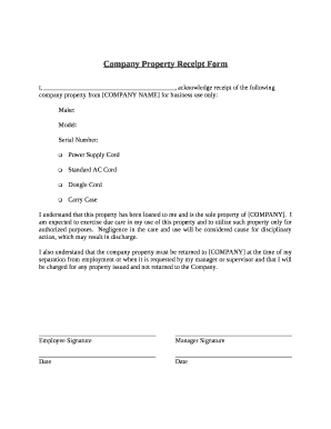 Property Receipt Form