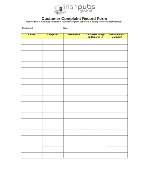 Complaint Record Form