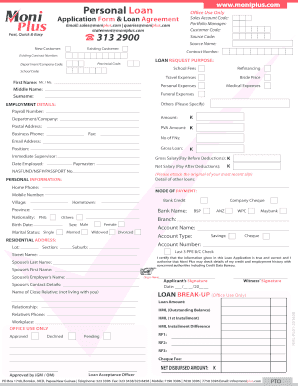 Moni Plus Loan Statement  Form