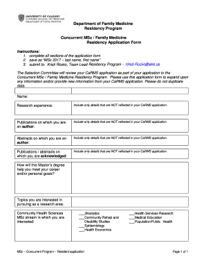 Concurrent MSc Family Medicine  Form