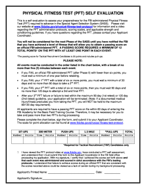 Fbi Fitness Test PDF  Form