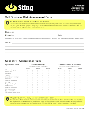 Self Business Risk Assessment Form