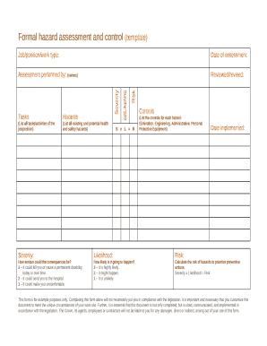 Formal Hazard Assessment Template