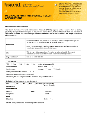 Mental Health Report Template  Form