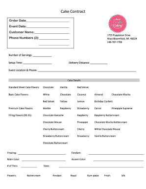 Cake Contract Template  Form