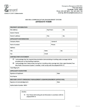 800mhz Enhancement Affidavit Form Brevard