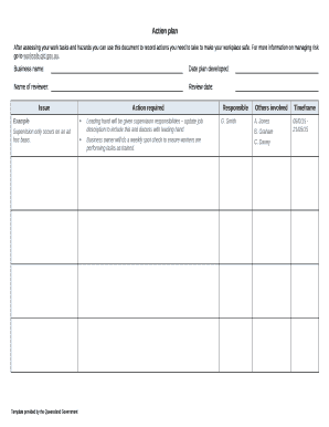 Action Plan Template Action Plan  Form