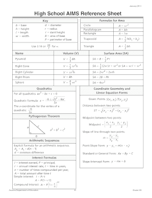 Aims Reference Sheet  Form