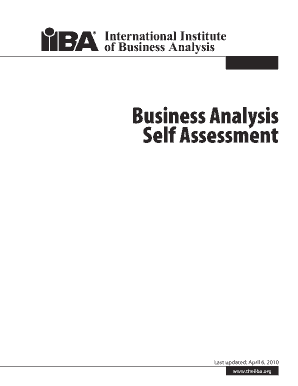 This is a Self Assessment Tool for Business Analysis Professionals to Use in Coordination with the IIBA Competency  Form