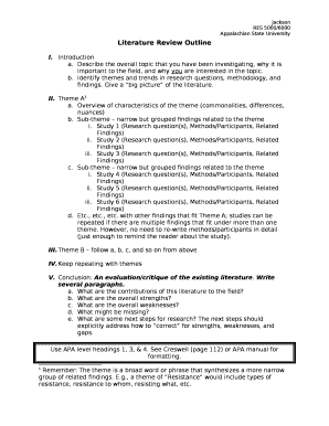 Example of Literature Review Outline  Form