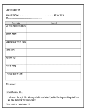 Store Visit Report PDF  Form