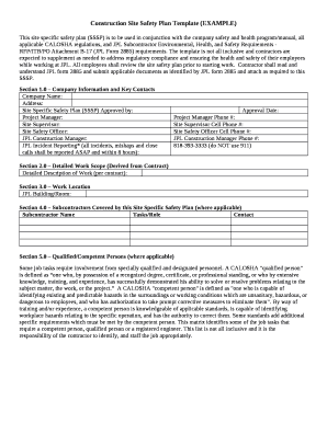 Construction Site Safety Plan Sample  Form