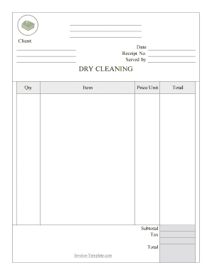 Laundromat Dry Cleaning Invoice Template DOC  Form